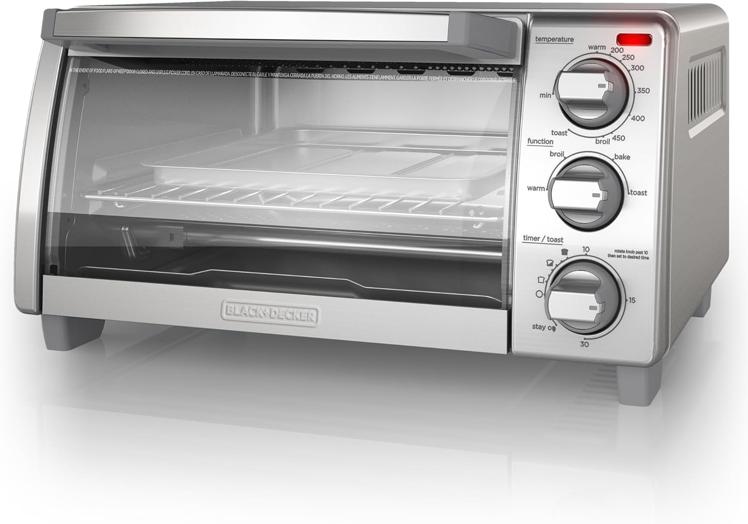 BLACK+DECKER® 4-Slice Toaster Oven with Natural Convection; Stainless Steel
