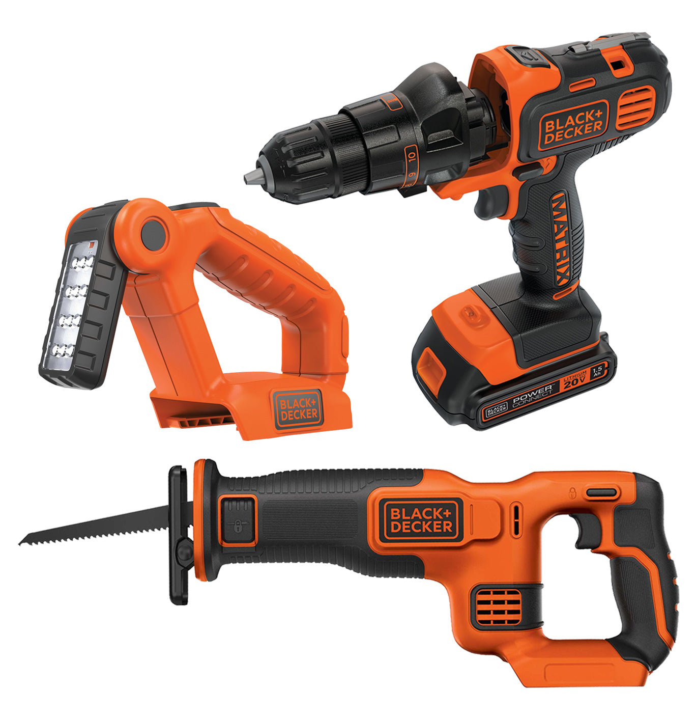 BLACK+DECKER® 20V MAX 2 pc. Black-and-decker® MATRIX Drill & Recip Saw Bundle Including Light
