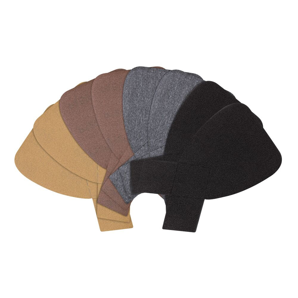 Black-and-decker Fanned out view of 4 different sandpaper