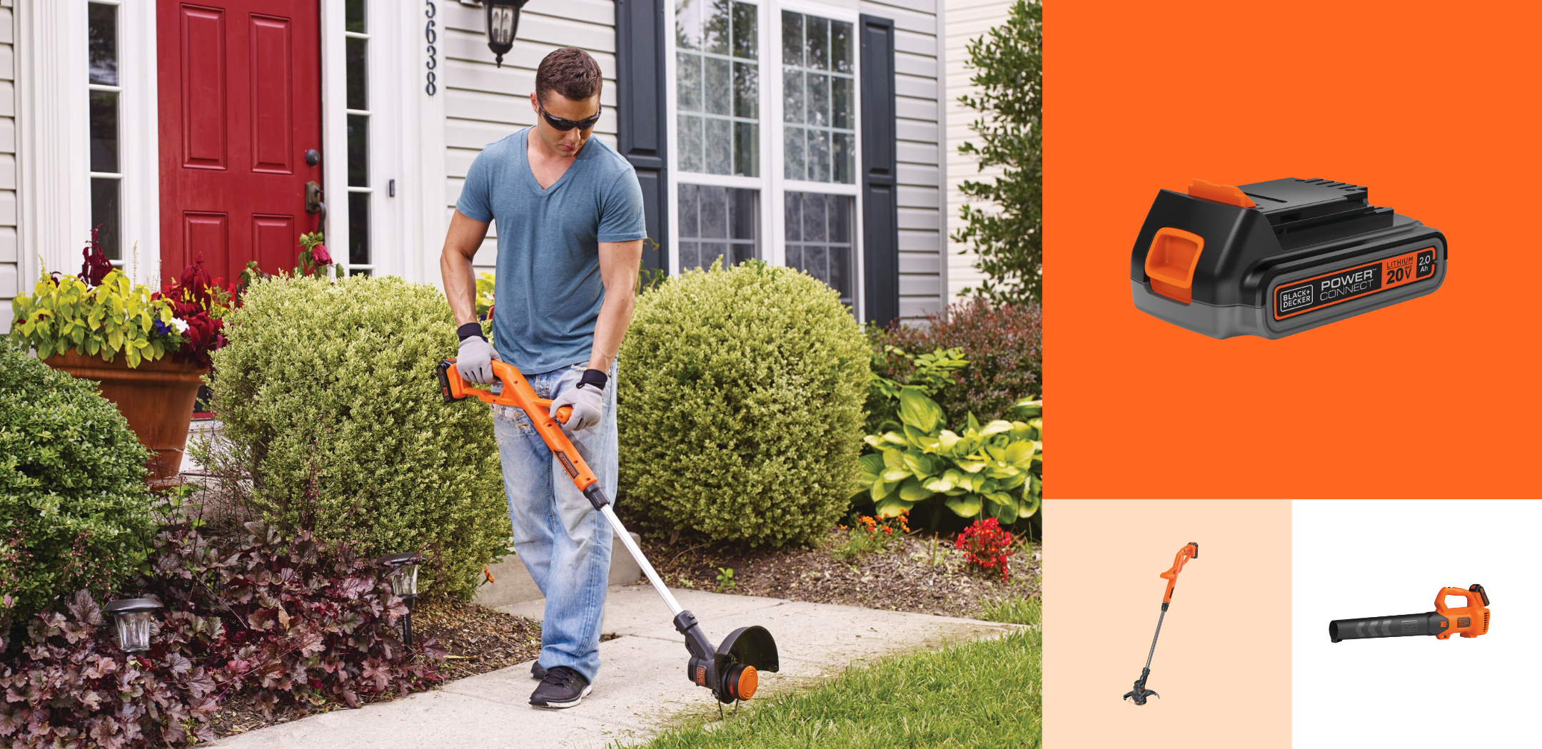 man using Black-and-decker string trimmer