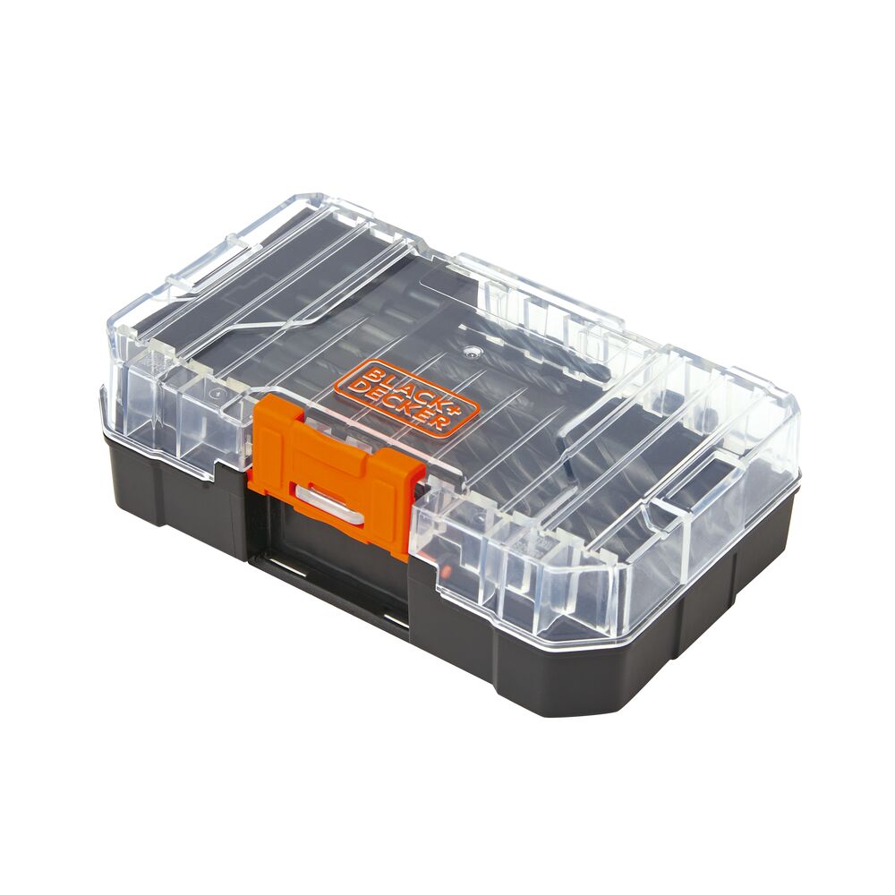 Close up of closed Black-and-decker 14 piece screwdriver set