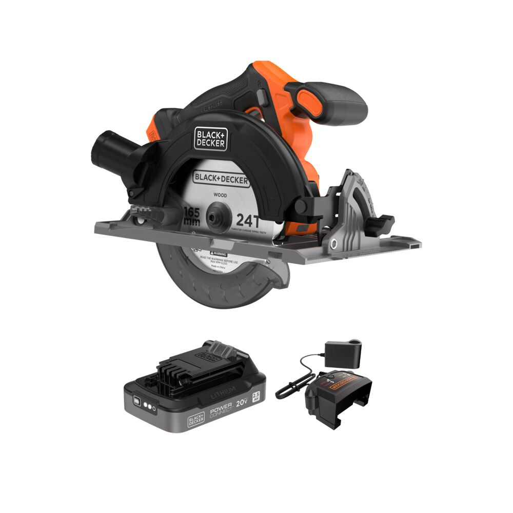 BLACK+DECKER® 20V MAX* POWERCONNECT™ Cordless Brushless 6-1/2 in. Circular Saw Kit (Battery & Charger Included)