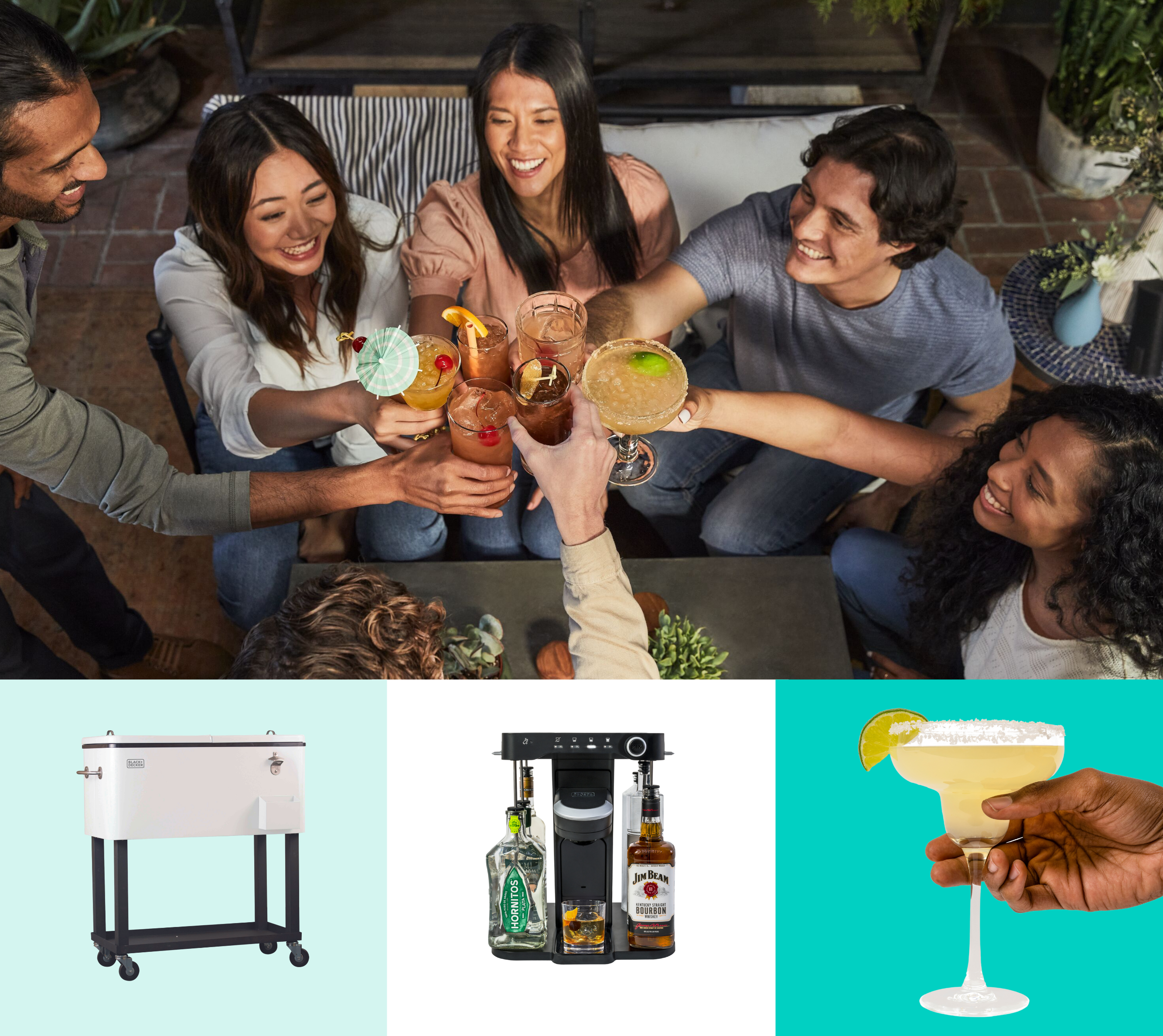 People enjoying coctails made from the bev by Black-and-decker cocktail machine