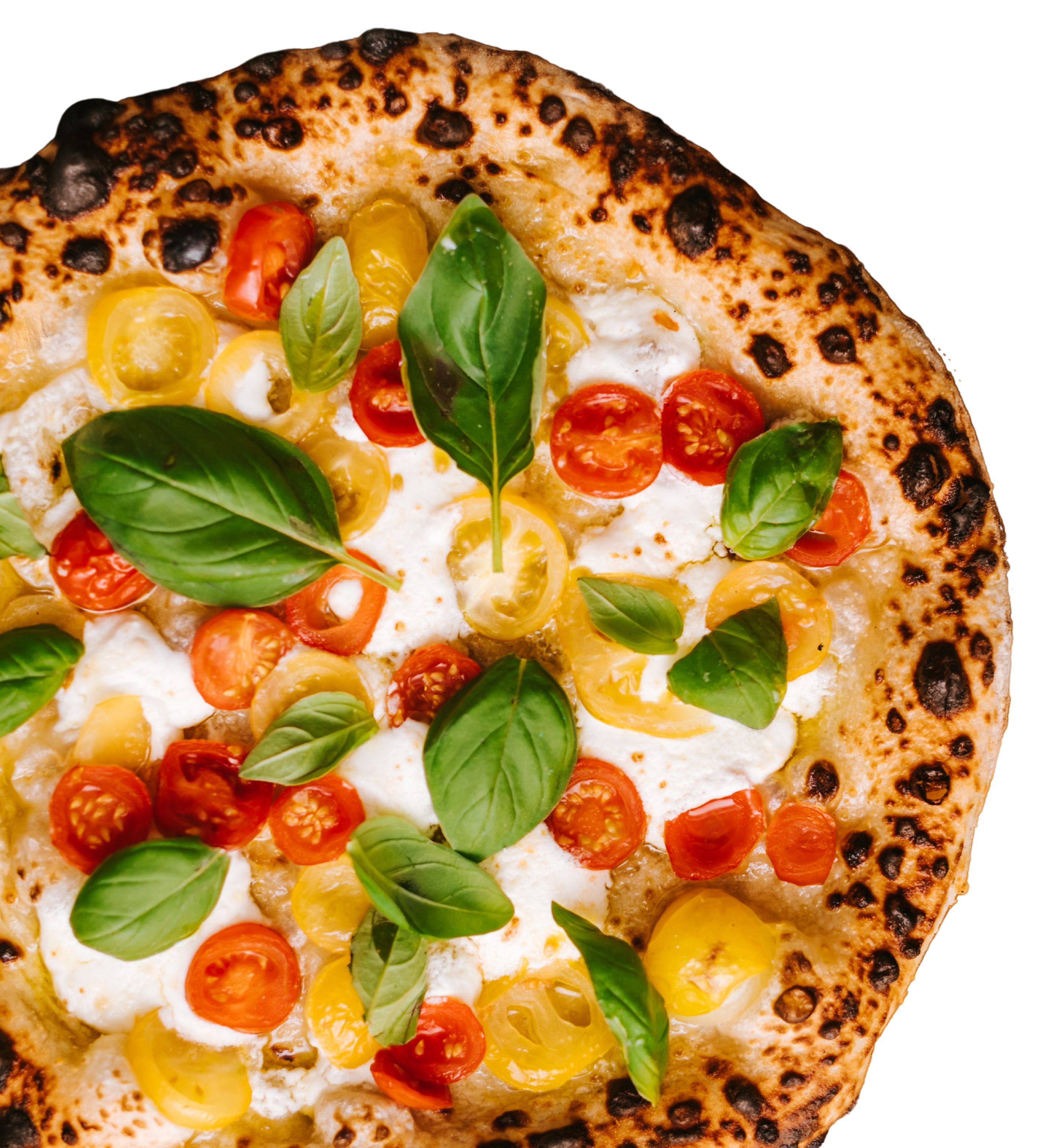 fresh cooked pizza with spinach