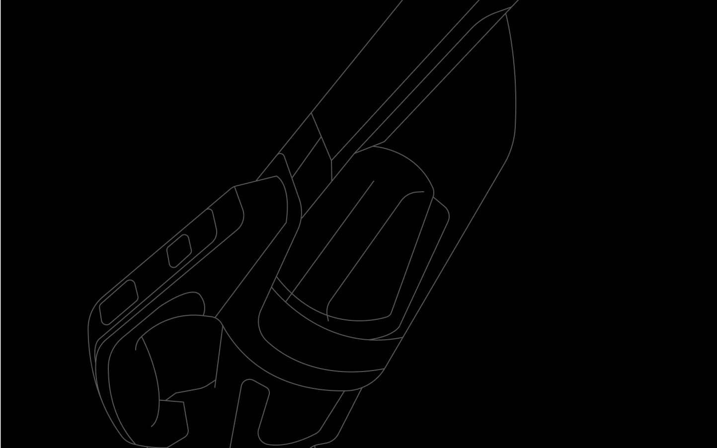outline of dustbuster on black background