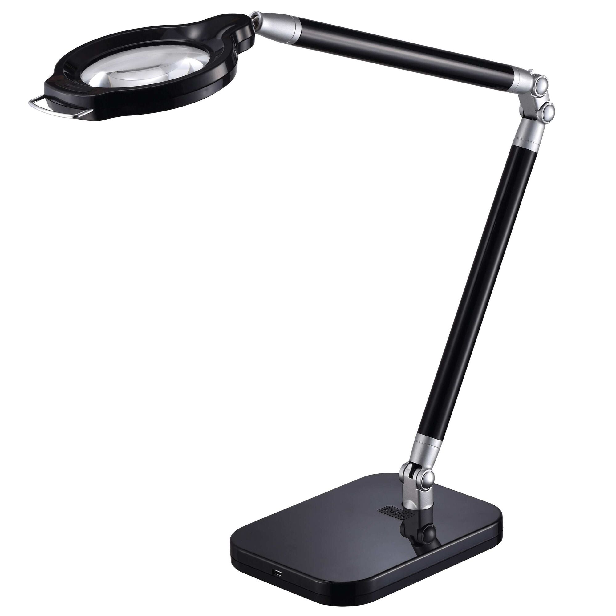 Black Ultra Reach Magnifier Led Desk Lamp on white background