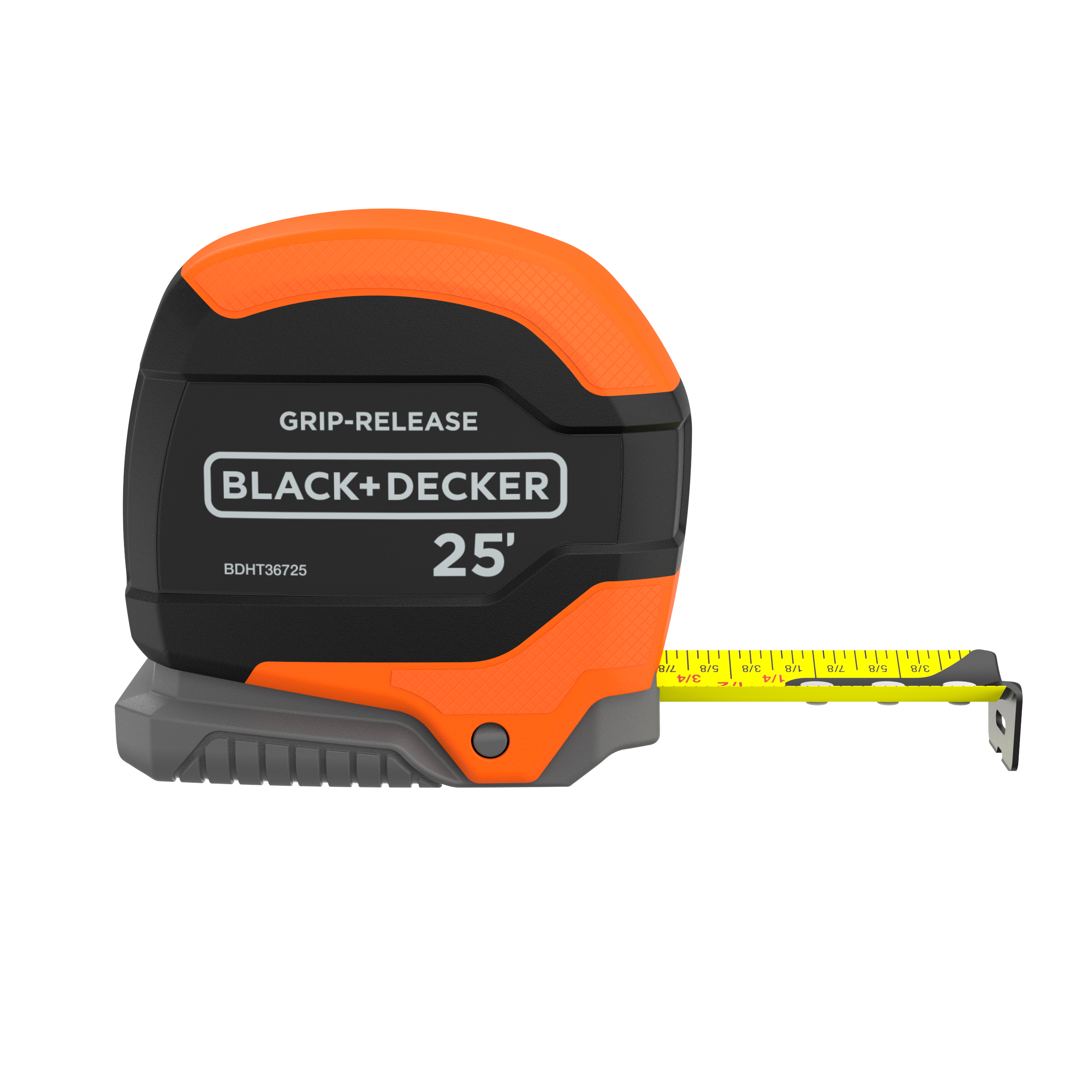 Profile of Tape Measure Grip Release Auto Lock and Self Lock 25 Foot.