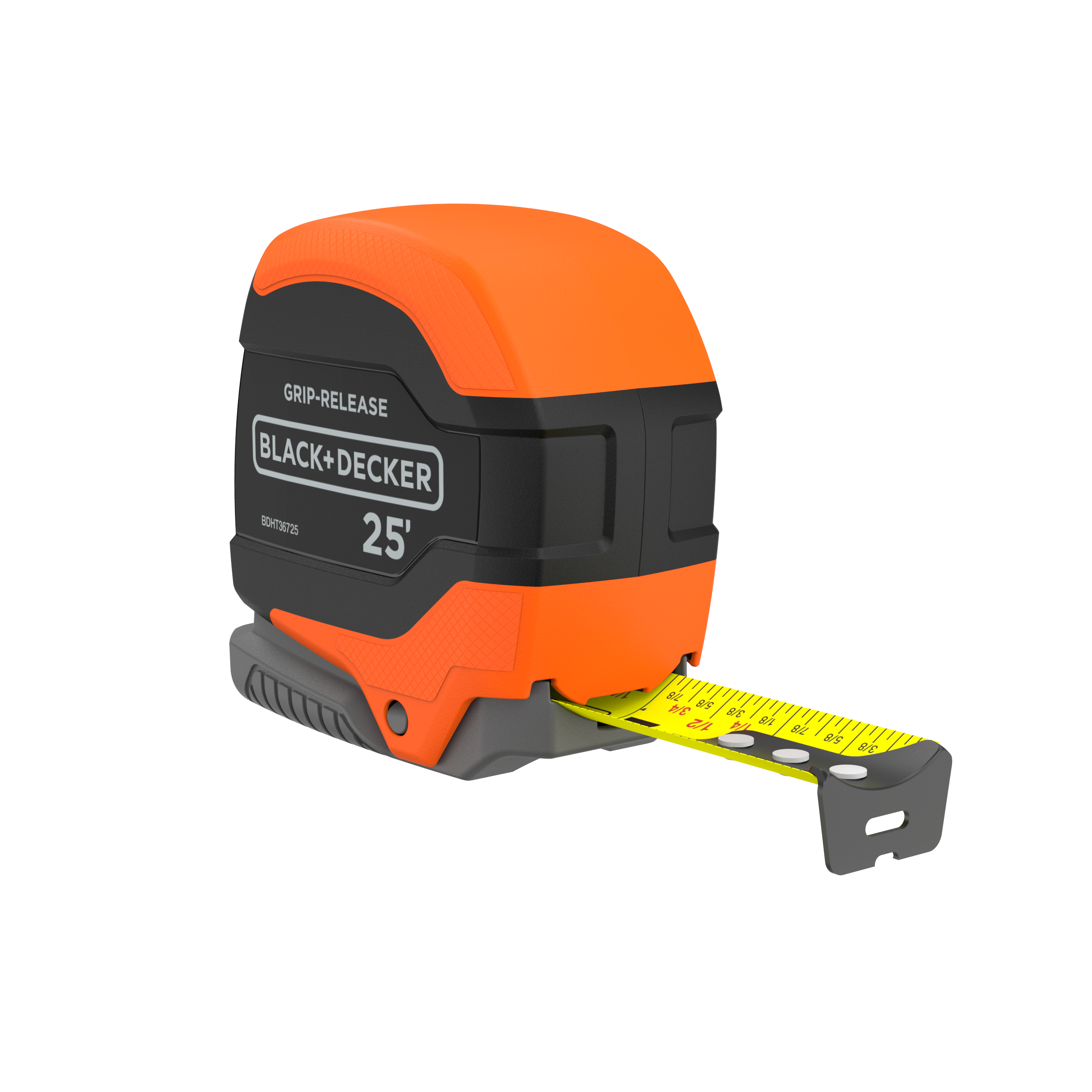 Profile of Tape Measure Grip Release Auto Lock and Self Lock 25 Foot.