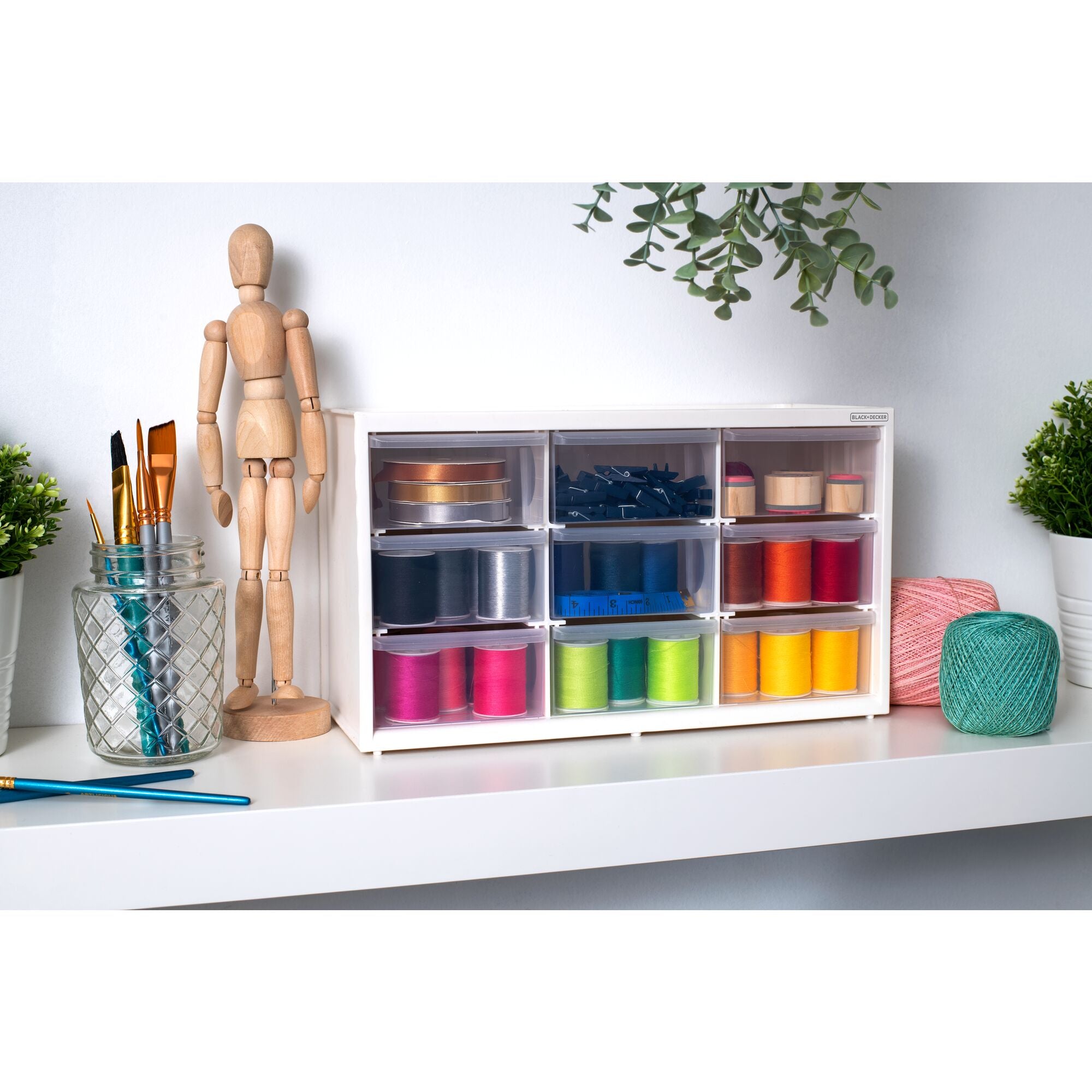 Large 9 drawer bin system with clear drawers