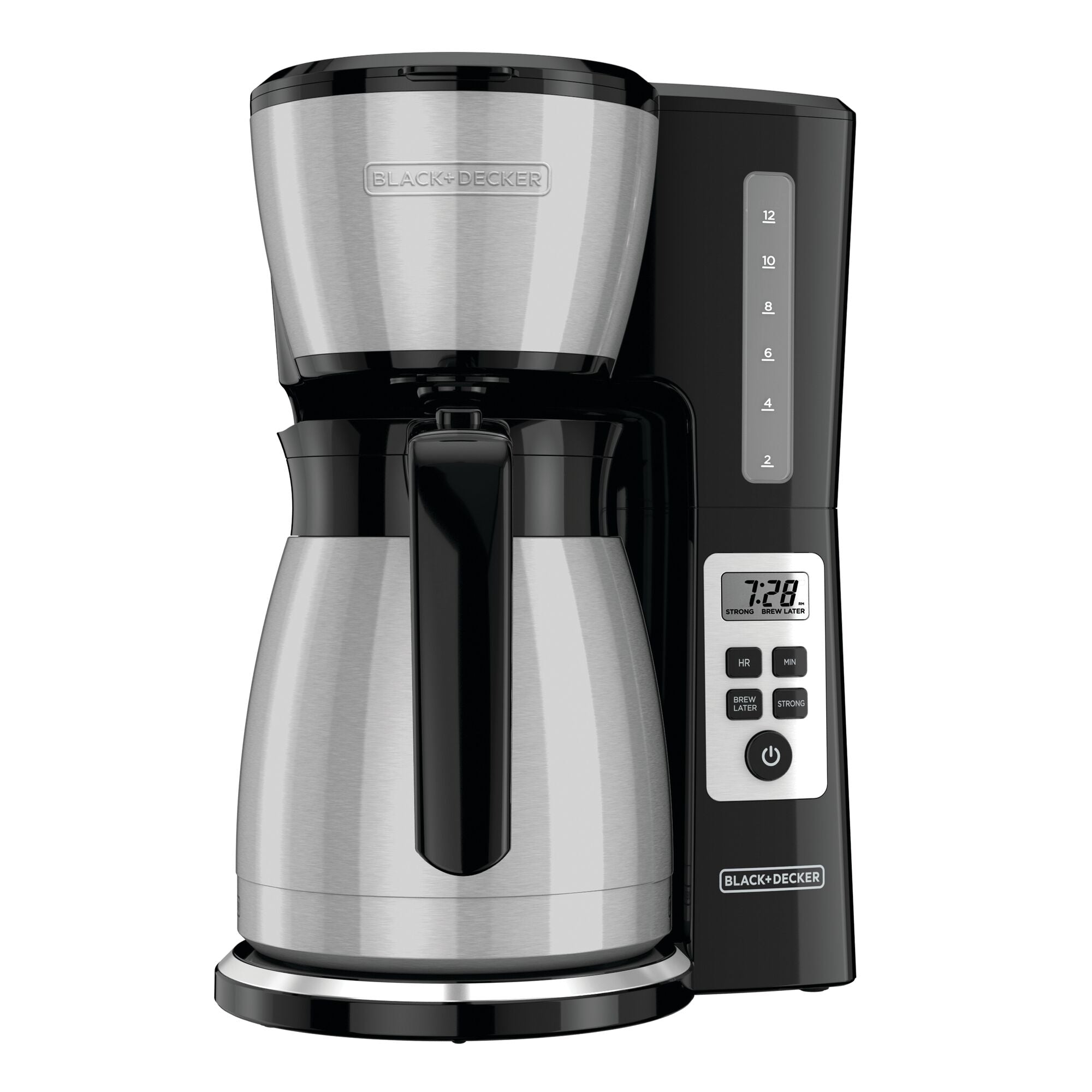 Front view of 12-Cup Thermal Programmable Coffeemaker on white background