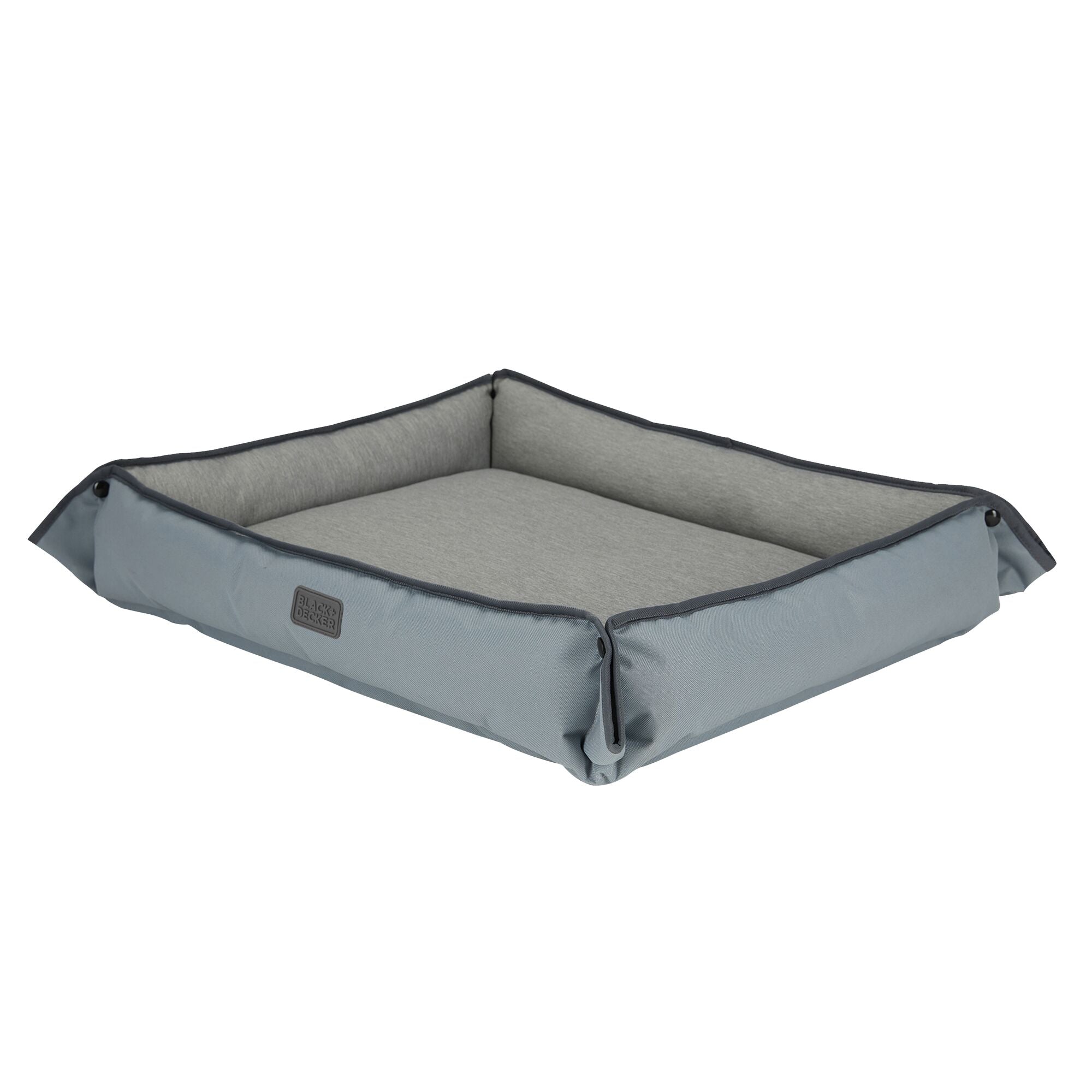 Side view of grey Black and Decker Large Dog Four Way Snap Pet Bed