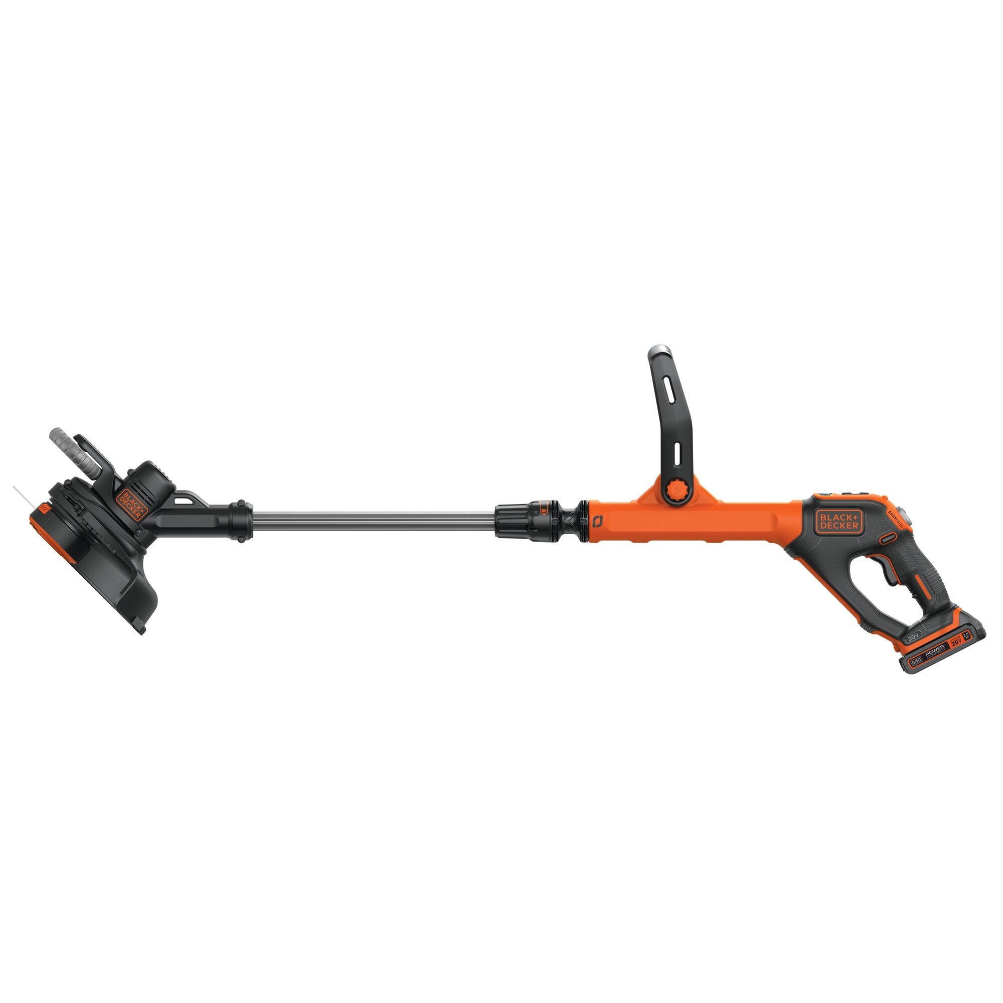 Side view of Black-and-decker LSTE523 20V MAX* EASYFEED™ Cordless String Trimmer/Edger